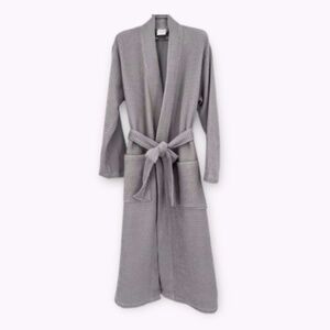 New! Quince Organic Turkish Waffle Robe Grey Sz L